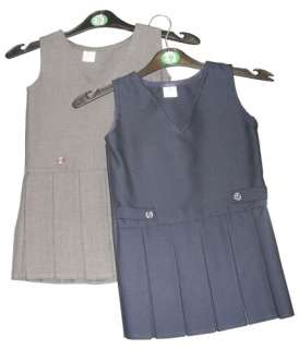 Girls School Uniform V Neck 2 Button Pinafore New  