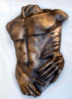 LARGE BRONZE EFFECT MALE ADONIS CHEST WALL PLAQUE NEW  