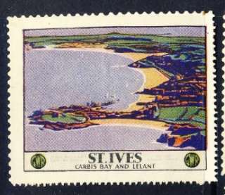 ENGLAND 1930s ST IVES RAILWAY ADVERT POSTER STAMP  