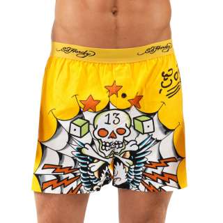 Ed Hardy Lucky 13 Woven Boxer   Mustard   X Large
