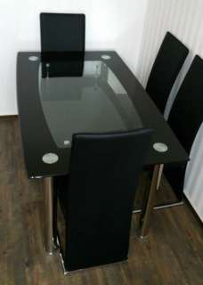 Sitzgruppe   Tisch (Glas) + 4 Stühle Kunstleder   TOP in 