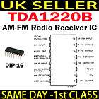 TDA1220B AM FM Radio Receiver IC Mixer/Osc/IF Amp/AGC/Detector/Audio 
