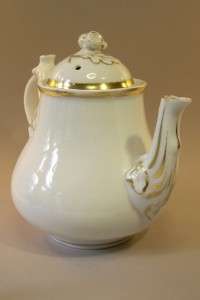 Antique Haviland Limoges Teapot Sugar Bowl White Gold  