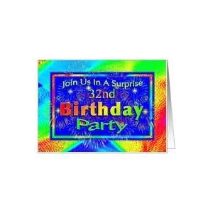  32nd Surprise Birthday Party Invitations Fireworks Card 