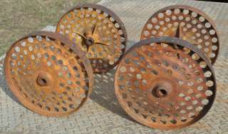 Old Set Tall Cast Iron Wheels Hit & Miss Gas Engine Maytag Cart  