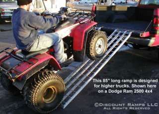 trifold atv ramp is ideal for loading into 4x4 pick up trucks