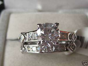 DELUXE 2 CARAT Wedding / Engagement Ring Set CZ TWO PIECE BAND SZ 8 