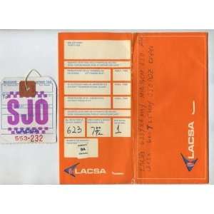  Lacsa Costa Rica Airline Ticket Jacket Form Baggage Tag 