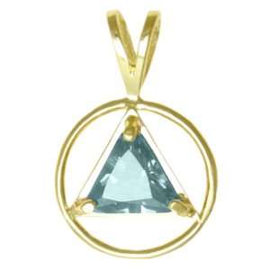Alcoholics Anonymous Solid 14K Gold AA Symbol Birthstone Pendant 