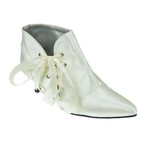 Ivory Lace Up Bridal Ankle Boots 2 Heel  Ribbon  