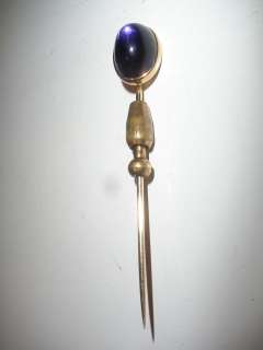 Antique Vintage Victorian 14k Gold Amethyst Purple Stick Pin  
