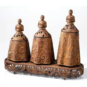  Set of 3 Antique Style Decorative Lady Boxes with Tray 