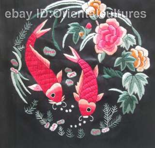 Chinese 100% Handmade Embroidery:fishes flower circle  