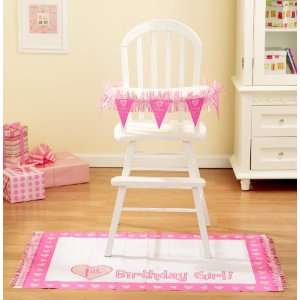  Baby Girls First Birthday High Chair Decorating Kit, 2pc 