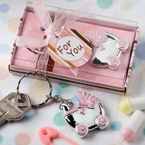  Baby Keepsake: Pink baby carriage design key chains: Baby