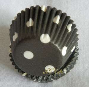 100 mini white dot black cupcake liners baking cup  