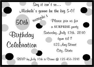 Personalized 50th Birthday Party Invitations  