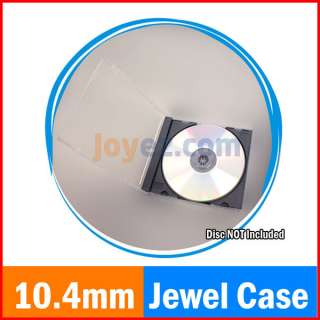 200 CD DVD 10.4mm Standard Single Jewel Case Box Black Removable Tray 