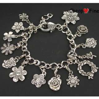 fashion Tibetan silver Flower charms bracelets  