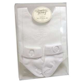 Stephan Baby Bib & Sock Set Plain   Cross.Opens in a new window