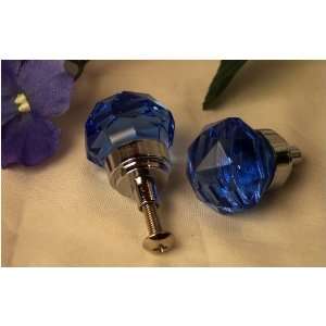 SMALL Cobalt Blue Solid Crystal Glass Drawer/Door Pull:  