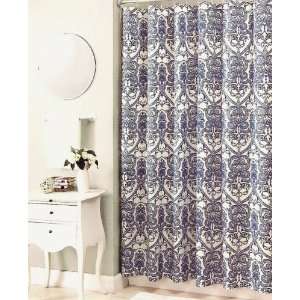   Country Blue and Ivory Toile Cotton Shower Curtain