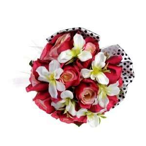  White Lily and Red Rose Wedding Bouquet Flower 