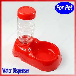 Pet Dog Cat Automatic Water Dispenser Food Dish Bowl Feeder Red New 