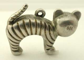 Vintage English Sterling Silver TIGER CAT Charm ADORABLE  