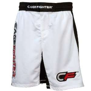  Cage Fighter White Branded Fight Shorts