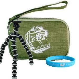 Green Canvas Zip Carrying Case for Canon Powershot A495 A490 SD 1300 