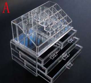 Thick acrylic clear cosmetic case makeup organizers cube box with 