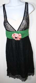   SOEURS Anthropologie Black Green Lace Cocktail Dress NWT 0  
