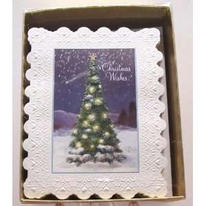 Carol Wilson Christmas Greeting Cards Outdoor Lighted Tree 15 Ct