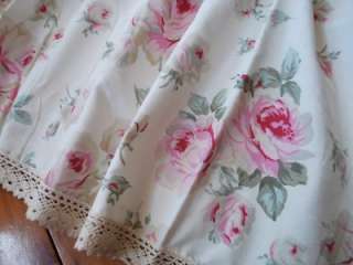Crochet Lace Pink Rose Cotton Kitchen Curtain 43x146cm  
