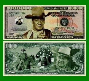 100 Factory Fresh John Wayne Million Dollar Bills New  