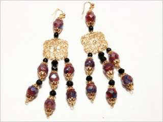 Very pretty drop earrings gold tone plated cut crystal glass approx 