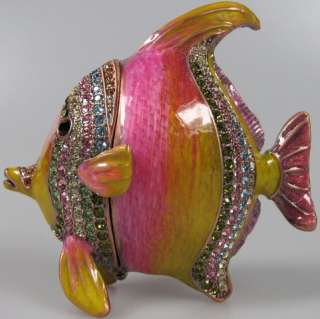 Crystal Jeweled Trinket Box   Tropical Fish J5A4  