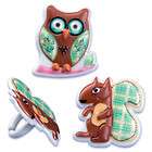 Patchwork Squirrel & Owl Cupcake Cake Ring Decoration Toppers 12