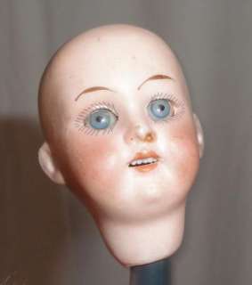 SMALL ANTIQUE BISQUE DOLL HEAD OPEN MOUTH TEETH DIMPLE GERMANY 1 1/2