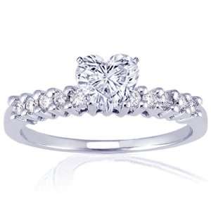   Heart Shaped Diamond Engagement Ring Pave CUT VERY GOOD 14K SI1 E GIA