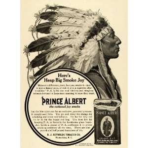 1914 Ad Prince Albert Cigarette Tobacco R. J. Reynolds Native American 