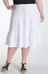 Allen Allen Tiered Linen Skirt (Plus)