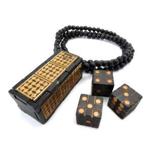  Black with Natural Colored Wooden Cee lo Game Pendant with 