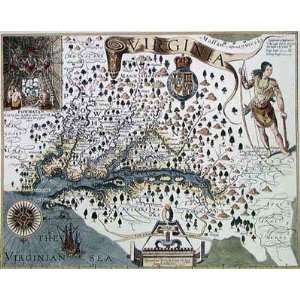  John Smiths Virginia Map by John Smith. Size 20.50 X 14.00 