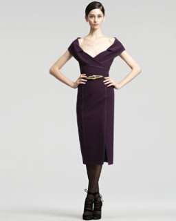 Donna Karan Off The Shoulder Crepe Dress & Fabric Belt