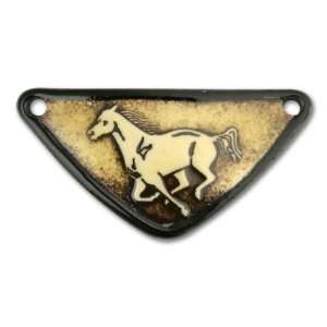   Small Galloping Horse Porcelain Triangle Link   Black
