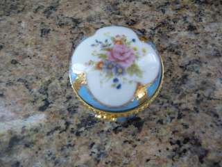   Victorian style Porcelain Pill Box with Faberge Egg Necklace inside