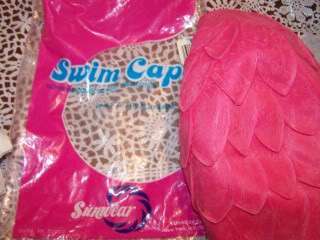   Lot Vintage Swim cap~white & Pink~flower Petal design~Swimwear  