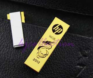 HP 16GB 16G USB Flash Pen Drive Tie bar Clip Gold Dragon v218g  